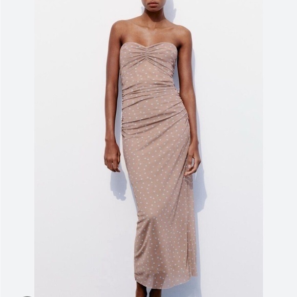 Zara NWT polka dot strapless dress - Picture 1 of 9